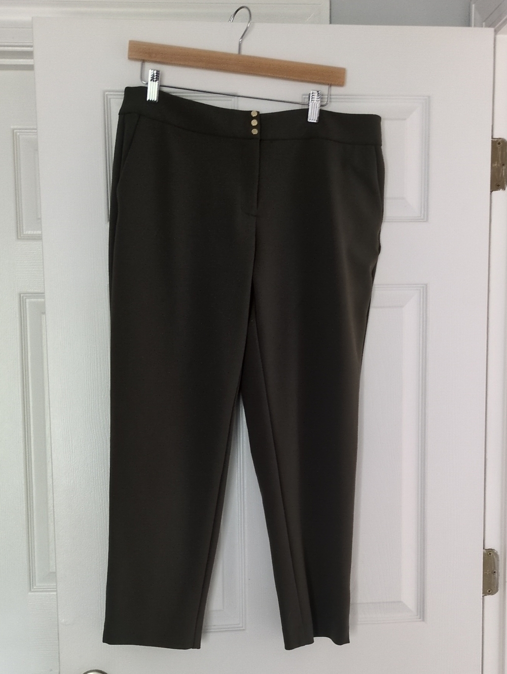 Anne Klein Olive Straight-Leg Pull-On Pants
